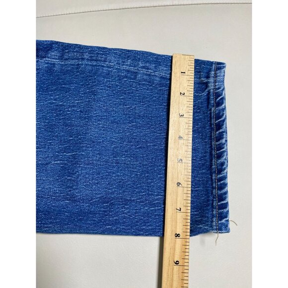 Express Women's Blue Straight Ankle Cargo Jeans Size 12 Long Y2K 90s Utility - Picture 7 of 16